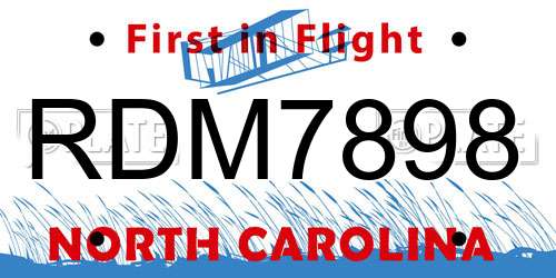 RDM7898 North Carolina License Plate