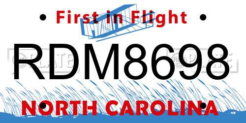 RDM8698 North Carolina License Plate