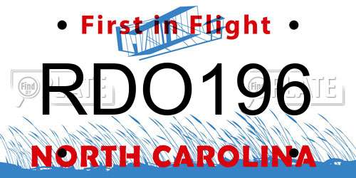 RDO196 North Carolina License Plate