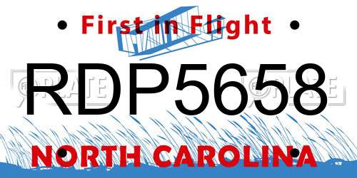 RDP5658 North Carolina License Plate