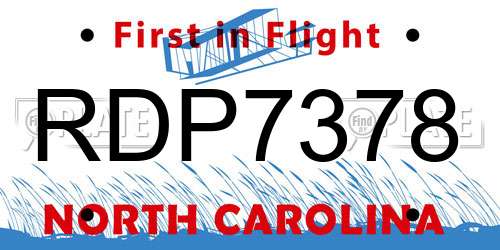 RDP7378 North Carolina License Plate