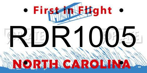 RDR1005 North Carolina License Plate