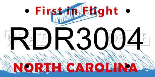 RDR3004 North Carolina License Plate