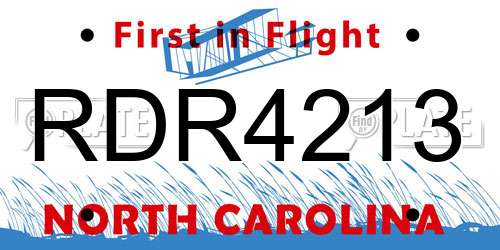RDR4213 North Carolina License Plate