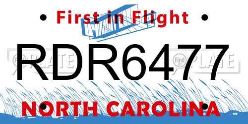 RDR6477 North Carolina License Plate