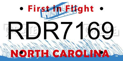 RDR7169 North Carolina License Plate