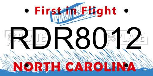 RDR8012 North Carolina License Plate