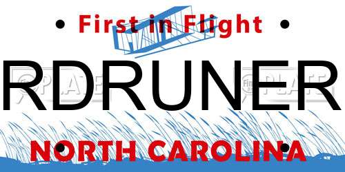 RDRUNER North Carolina License Plate