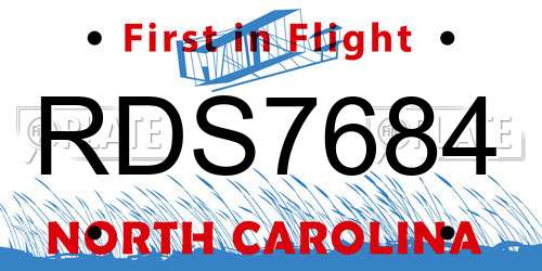 RDS7684 North Carolina License Plate