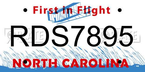 RDS7895 North Carolina License Plate