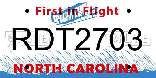 RDT2703 North Carolina License Plate