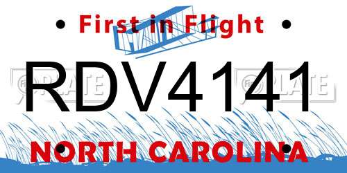 RDV4141 North Carolina License Plate