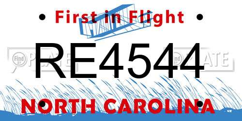 RE4544 North Carolina License Plate
