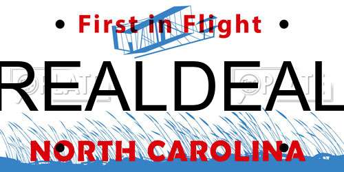 REALDEAL North Carolina License Plate