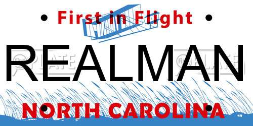 REALMAN North Carolina License Plate
