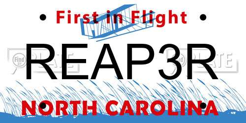 REAP3R North Carolina License Plate