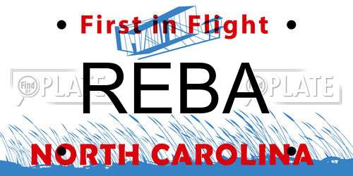 REBA North Carolina License Plate