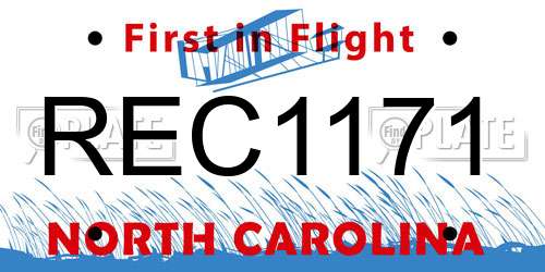REC1171 North Carolina License Plate