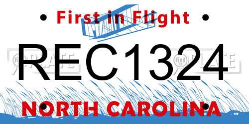 REC1324 North Carolina License Plate