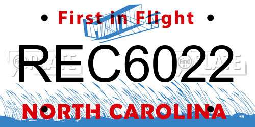 REC6022 North Carolina License Plate
