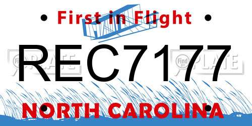 REC7177 North Carolina License Plate