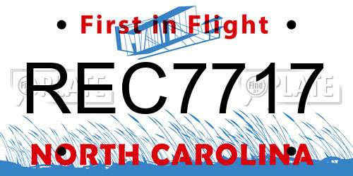 REC7717 North Carolina License Plate