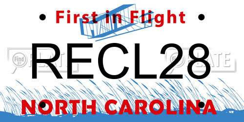 RECL28 North Carolina License Plate