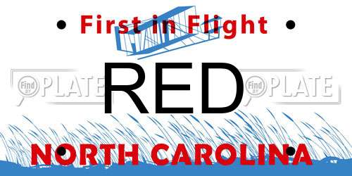 RED North Carolina License Plate