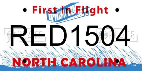 RED1504 North Carolina License Plate