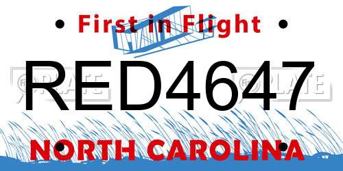 RED4647 North Carolina License Plate