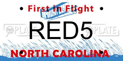 RED5 North Carolina License Plate
