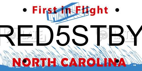 RED5STBY North Carolina License Plate
