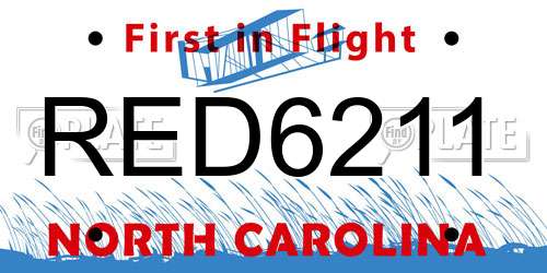 RED6211 North Carolina License Plate