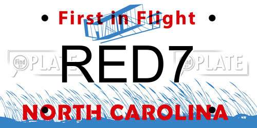 RED7 North Carolina License Plate