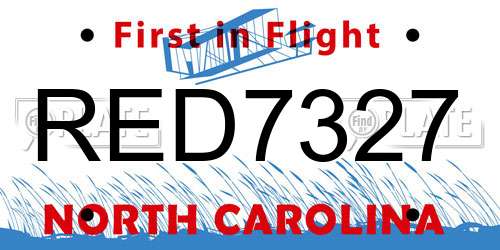 RED7327 North Carolina License Plate