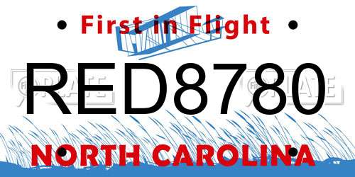 RED8780 North Carolina License Plate