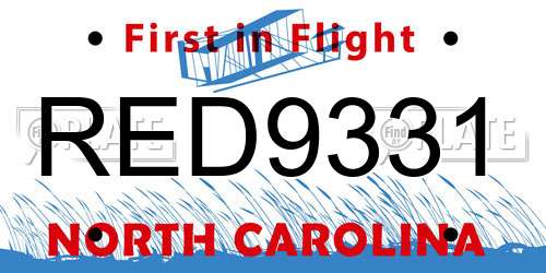 RED9331 North Carolina License Plate