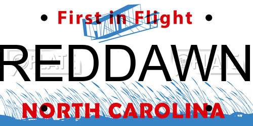 REDDAWN North Carolina License Plate