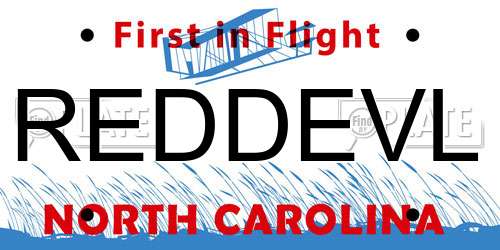 REDDEVL North Carolina License Plate