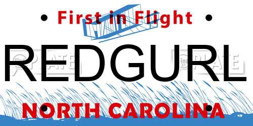 REDGURL North Carolina License Plate