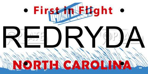 REDRYDA North Carolina License Plate