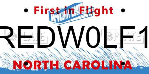 REDW0LF1 North Carolina License Plate