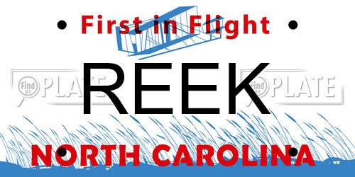 REEK North Carolina License Plate