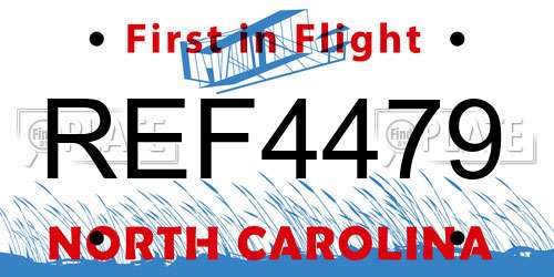 REF4479 North Carolina License Plate