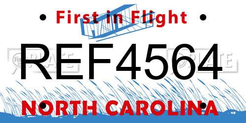 REF4564 North Carolina License Plate