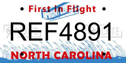 REF4891 North Carolina License Plate