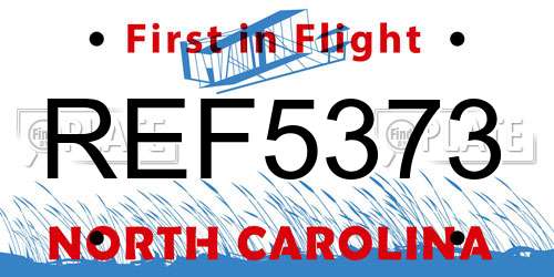 REF5373 North Carolina License Plate