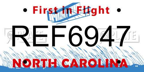 REF6947 North Carolina License Plate