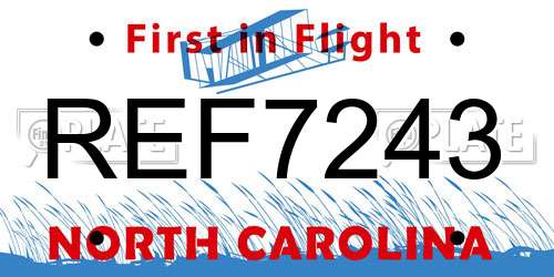 REF7243 North Carolina License Plate