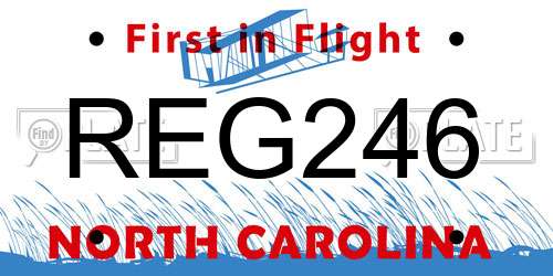 REG246 North Carolina License Plate